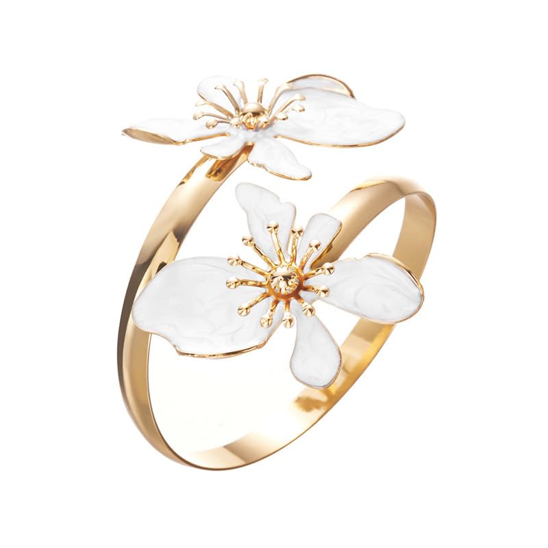 SCRDPRAD Colorful Flower Arm Cuff Bracelet for Women Boho Upper Arm Bangle Bracelet Holiday Summer Beach Jewelry Gifts (White-4)
