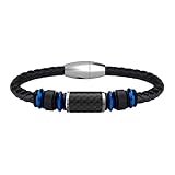 Perfekte Kombination aus Kohlefaser und Edelstahl - Klassisches Design mit einer kleinen Überraschung, klassisches Lederarmband mit Carbonfaserperle und zwei Edelstahlperlen, die Position der Carbonfaserperlen selbst konnte geändert werden