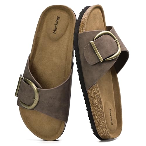 Sandales en liège femme Merking ajustables contre la fatigue des pieds