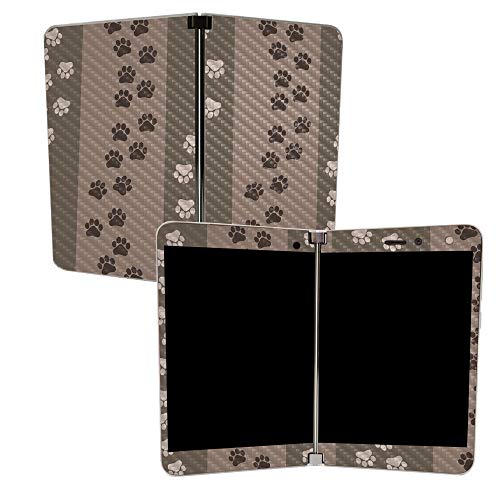Image of MIGHTY SKINS MightySkins Carbon Fiber Skin for Microsoft Surface Duo - Paw Prints | Protective, Durable Textured Carbon Fiber Finish | Easy to Apply, Remove, and Change Styles | Made in The USA