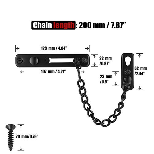 Jqk Door Chain Lock Black, Stainless Steel Door Guard With Spring Anti-Theft Press Lock, Matte Black, Hdc100-Pb #TOP1