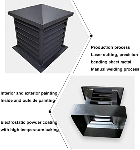 Villa Chimney Cowl Cap, Chimney Cap Chimney Cowl Aluminum Alloy Square Drain Cap Roof Vent Cap Rain Louver Cap Windproof Cap (40cm/15.7x15.7in)