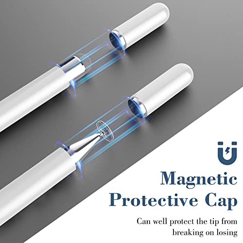 Meko Stylus Pens For Ipad - 2 In 1 Magnetic Cap High Precise Universal Stylus Pencil For Apple/Iphone/Ipad/Android/Microsoft All Capacitive Touch Screens Tablets, Phones - White #TOP3