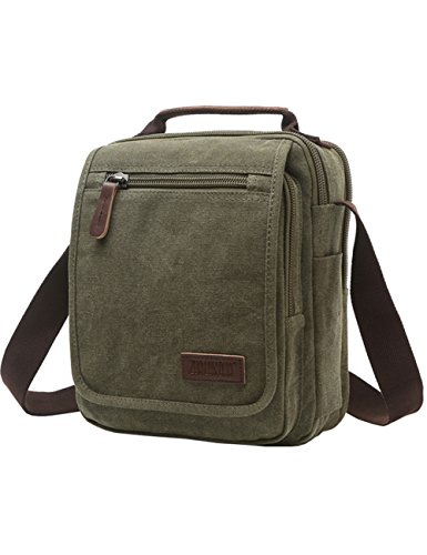 image for Vertical Canvas Messenger Bag, Mygreen Unisex Casual leather Shoulder 