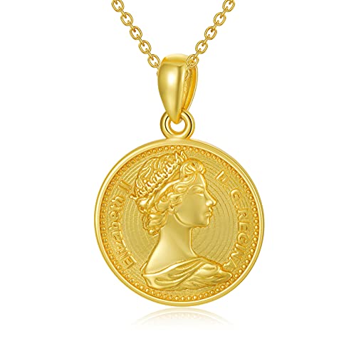 Queen Elizabeth II Portrait Coin Necklace Head Coin Retro