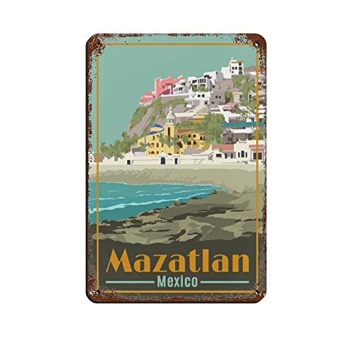 AZOLID Signes en métal Mazatlan Mexique - Affiche murale en métal pour maison, bar, café, garage, salle de bain - 30 x 20 cm