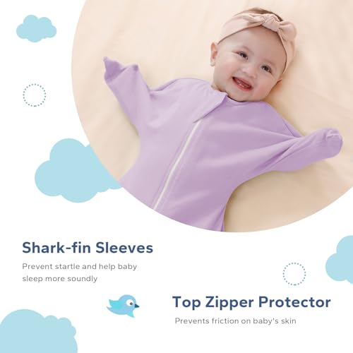 Image of ZIGJOY Swaddle Sleep Sack 6-12 Months, 1.0 Tog Cotton Baby Swaddle Blanket | 100% Cotton - Soft & Breathable & Non-shrink, 2-way Zipper for Easy Diaper Changes, Long Sleeves Allow Self-soothing