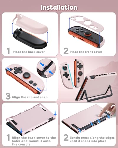Image of Switch 2 Cover Case&Screen Protector, FYOUNG Dockable Shell for Nintendo 2 | Cute Case, 9H Tempered Glass, Thump Grip, Switch 2 PC Hard Protective Case, Split Design, Precise Cutouts, Slim Shockproof