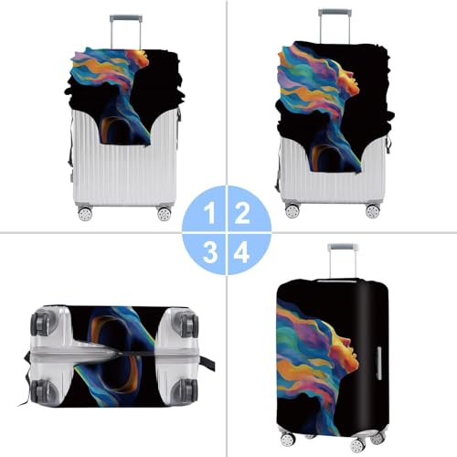 Image of Colorful Abstract Art Luggage Cover - Vibrant Woman Face Design Suitcase Protector - Fits 24 to 26 Inch Travel Luggage,M