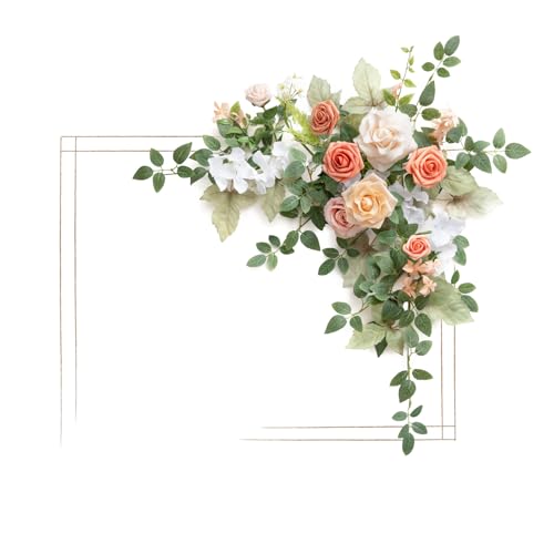 Ling's moment Wedding Artificial Welcome Sign Flowers Swag Arch Floral