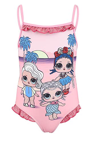 Characters Cartoons LOL Surprise - Costume Intero 1 Pezzo Mare Piscina - Bambina - Prodotto Originale con Licenza Ufficiale [1822 Rosa - 10 A - 116 cm]