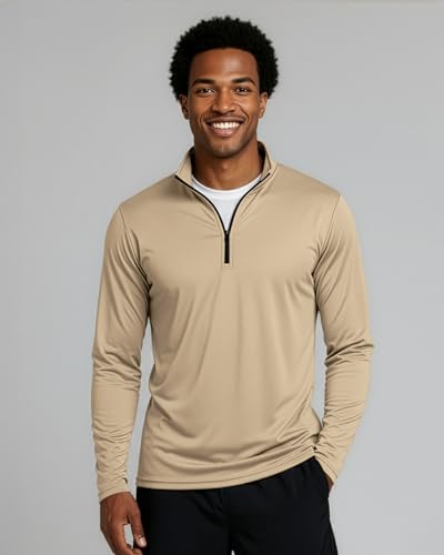 Image of Real Essentials 3 Pack: Men's Dry-Fit Active Quarter Zip Long Sleeve Athletic Performance Pullover (Available in Big & Tall)