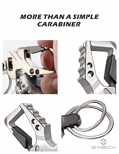 Gabox 2Pcs Key Chains Edc Key Rings Bottle Opener Keychain Car Keys Tactical Carabiner Keychain With Clip Llaveros De Hombre For Men And Women - Heavy Duty, Silver Color #TOP3