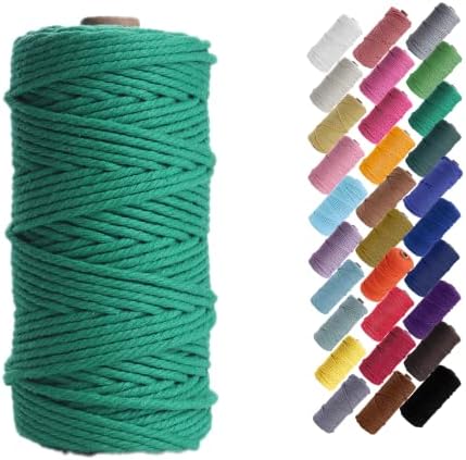 Binwat Macrame Cord Thick Natual Cotton Cord Yarn Macrame Rope Cord Cotton Rope for Wall Hangings, Plant Hangers, DIY Crafts, Home Decorations, Gift Wrapping 3mm x 100m (Golden)