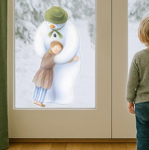 The Snowman and James Hug Window Sticker – Christmas Window Decoration – Repositionable and Reusable – Made in The UK