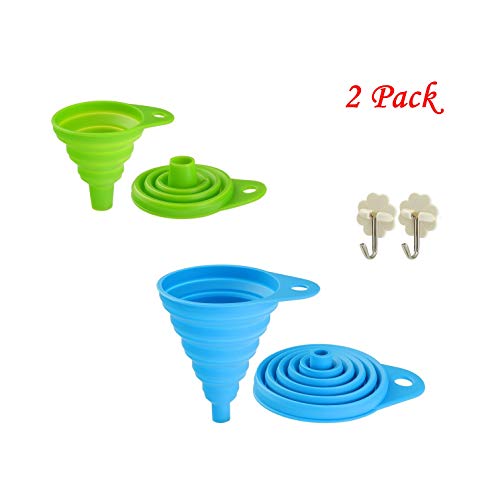 Collapsible Funnel Set, Food Grade FDA Approved Silicone Funnel Folding for Cooking, Water