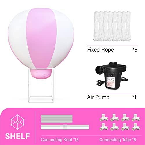 Hot Air Balloon With Standing Frame, Party Decoration Balloon With Air Pump, Inflatable Hanging Balloon For Baby Shower/Nursery Decor/Kids Birthday Party/Wedding/Exhibitions (Pink White, 5Ft) #TOP25
