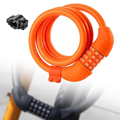 Candado de Bicicleta con Combinación, Naranja miniatura 2