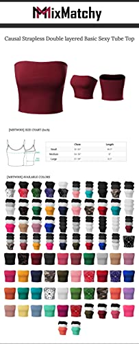 Mixmatchy Women's Causal Strapless Basic Sexy Tube Top White M #TOP3
