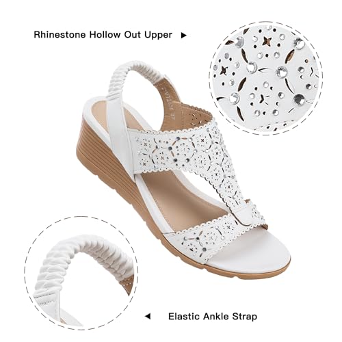 SWQZVT Wedge Sandals Women Dressy: Summer Low Wedges Comfort Sandal - Comfortable Strappy Casual Womens Sandals3