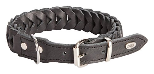 Collier pour chien en cuir souple fait main Dingo 12170 noir