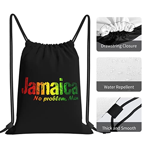 Allgobee Drawstring Backpack Jamaica No Problem String Bag Sackpack For Gym Shopping Sport Yoga thumb #4