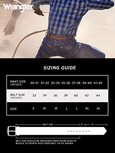 Wrangler Men’s Leather Country Casual Every Day Dress Belt For Jeans, Khakis Brown 36 #TOP2