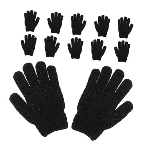 Veemoon 6 Pairs Exfoliating Mitts For Face Deep Clean Glove Shower Exfoliating Gloves Hand Scrubber Glove Bath Gloves For Shower Black