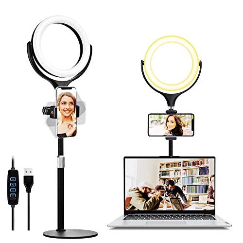 Ringlicht,Ringlicht mit stativ,Ringleuchte für Vlog, YouTube, TikTok,Videokonferenzen,Laptop.Ringlicht mit stativ Handy…