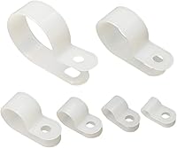 Vista 8 de Abrazadera de cable tipo R abrazadera de cable de 1/4 pulgadas de nailon de 1/4 pulgadas con tornillos para gestión de cables, 50 abrazaderas