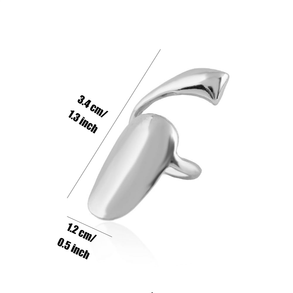 6Pcs Women Finger Nail Ring Cap Cover - Tip Charm Protect Fingernail Accessories, Sliver, 0.17 g (Pack of 6) - Image 2