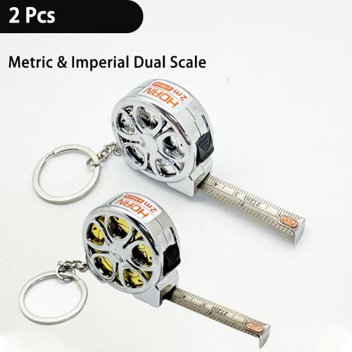 Cinta métrica de acero inoxidable 2m con doble escala y llavero miniatura 2