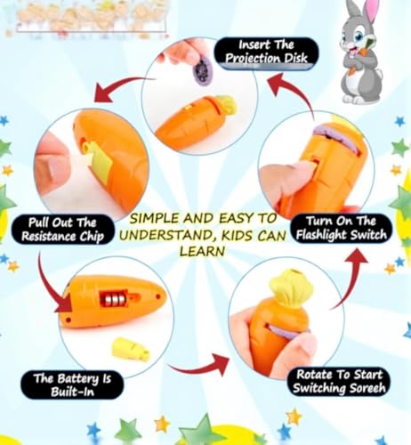Image of Carrot Projection Flashlight Toy for Kids | 2-in-1 Image Projector Torch with 24 Picture Slides | Educational Light Toy, Easy Switch Design | Fun Learning Gift for Boys & Girls Ages 3+