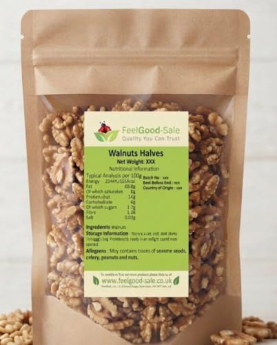 1kg Fresh Raw Light Premium Walnuts Halves - Rich in Omega-3, Low-GI Good for Snacking, Smoothies, Baking & Cooking, Gluten-Free, Keto & Vegan-Friendly, Rich in Protein & Vitamins & Fibre