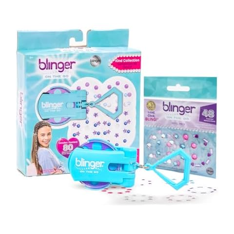 blinger On The Go Mini Starter Kit with Refill Pack - 128 Rhinestones | Hair Styling Tool | Hair-Safe – Bling in Brush Out Cover