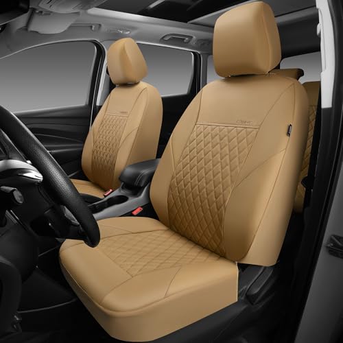 image for CAR PASS Faux Leather Seat Covers Full Set, Quilting Waterproof Premiu