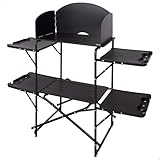 AKTIVE Armario Plegable Camping, Color Negro, 130x48x118 cm, Estructura Acero, Soporta 30 kg, Bolsa de Transporte, Mesa portátil Plegable, Mueble Camper Furgoneta (63175)