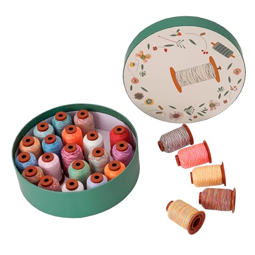 Connimonet 24 Colors Rainbow Variegated Serger Sewing Thread Set,500Y Each Spool Polyester Serger Thread,Rainbow Thread 40wt Variegated Quilting,for Sewing Machines,Hand Sewing&Embroidery&Serger by Connimonet - Used condition - Image 8