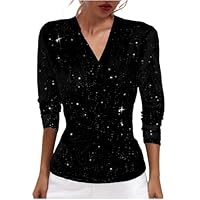 Top Fiesta Mujer Top Lentejuelas Mujer Lentejuelas Blusa Sin Mangas Clásico Camiseta Invierno Chaqueta Nochevieja 2#Negro L