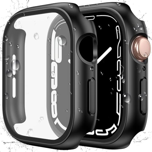 YIJDACASE 2 in 1 Waterproof Case for Apple Watch Screen Protector SE SE 2 SE 3(2025) Series 4 5 6 44mm Built-in Tempered Glass [Overal Protective] Ultra-Thin PC Bumper Cover Compatible iWatch 44mm