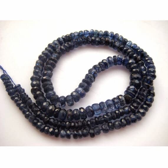 Perles en cyanite bleue de 3 à 5mm en rondelles facettées pour création de bijoux DIY