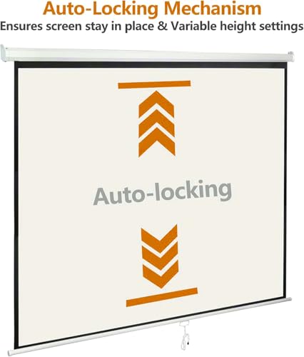 Image of BIG VUE Manual Pull Down Projector Screen, High Gain White Fabric Insta Lock - Auto Lock Projection Screen for Classroom, Home Theatre or Office (150 Inch, 4:3 Aspect Ratio)