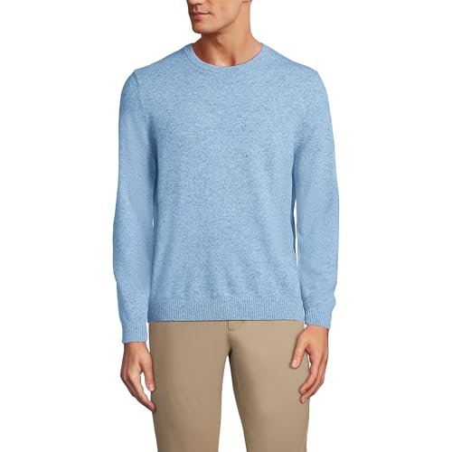 Lands' End Mens Fine Gauge Cashmere Sweater Cloudy Blue Heather Donegal Regular XX-Large