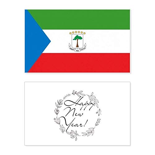 Tarjeta de felicitación de Año Nuevo con bandera de Guinea Ecuatorial para familias