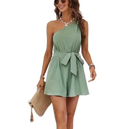 Juketron Estilo Moda Verano Sexy Fiesta Playa Dulce Retro Color Sólido Trajes Casuales Señoras Ropa De Calle Mujer Niñas Mujeres Mono Verde M