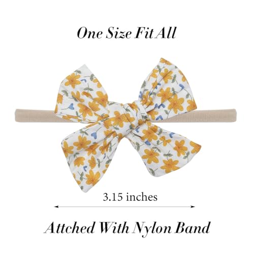 Baby Girls Floral Hair Bow Headbands 12 PCS, Flower Bow Stretchy Elastic Hairband for Newborn Infant Toddlers (pink NB 12 pcs)2
