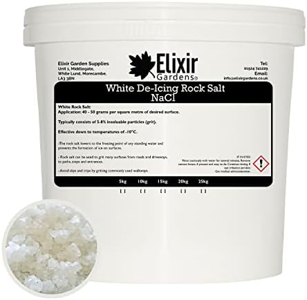 Elixir Gardens | De-Icing Rock Salt | Quantities from 1kg-20kg | From 20 sq.m-500sq.m Coverage | Perfect for Melting/Gritting Ice & Snow on Paths, Drives, Pavements & Steps | Brown De-Icer | 1kg Bag