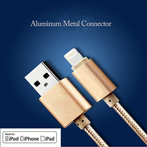 Image of 2 meter long charging usb data cable for i-phone Gold Color