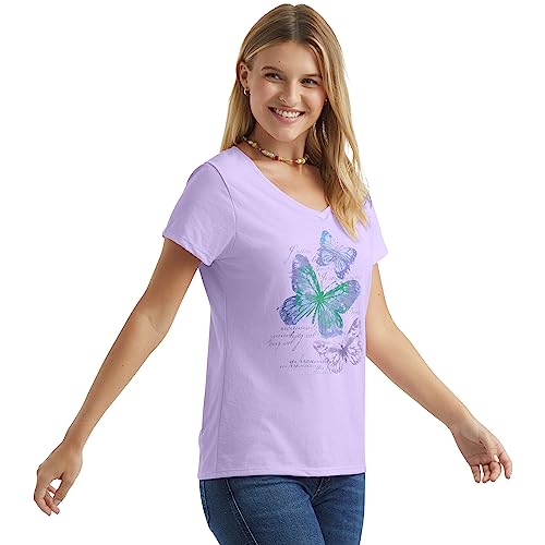 Hanes Women's Short Sleeve V-Neck Graphic T-Shirt3