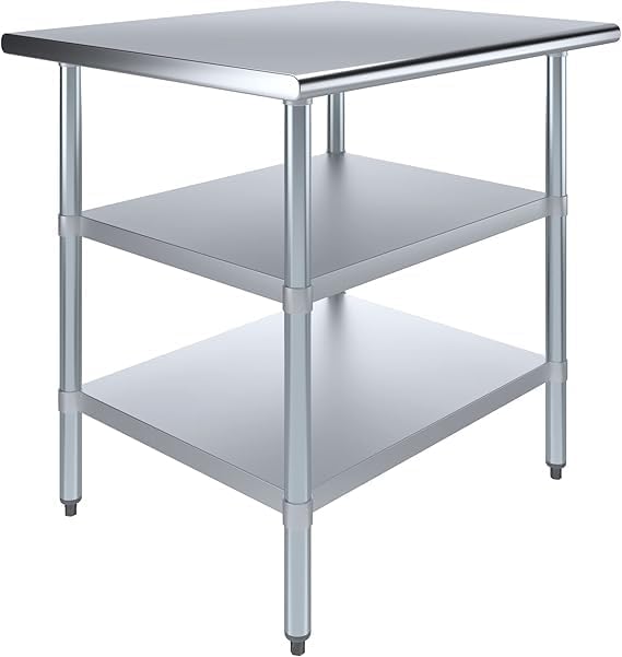 Stainless Steel Work Table with Double Undershelf – Commercial Ki...